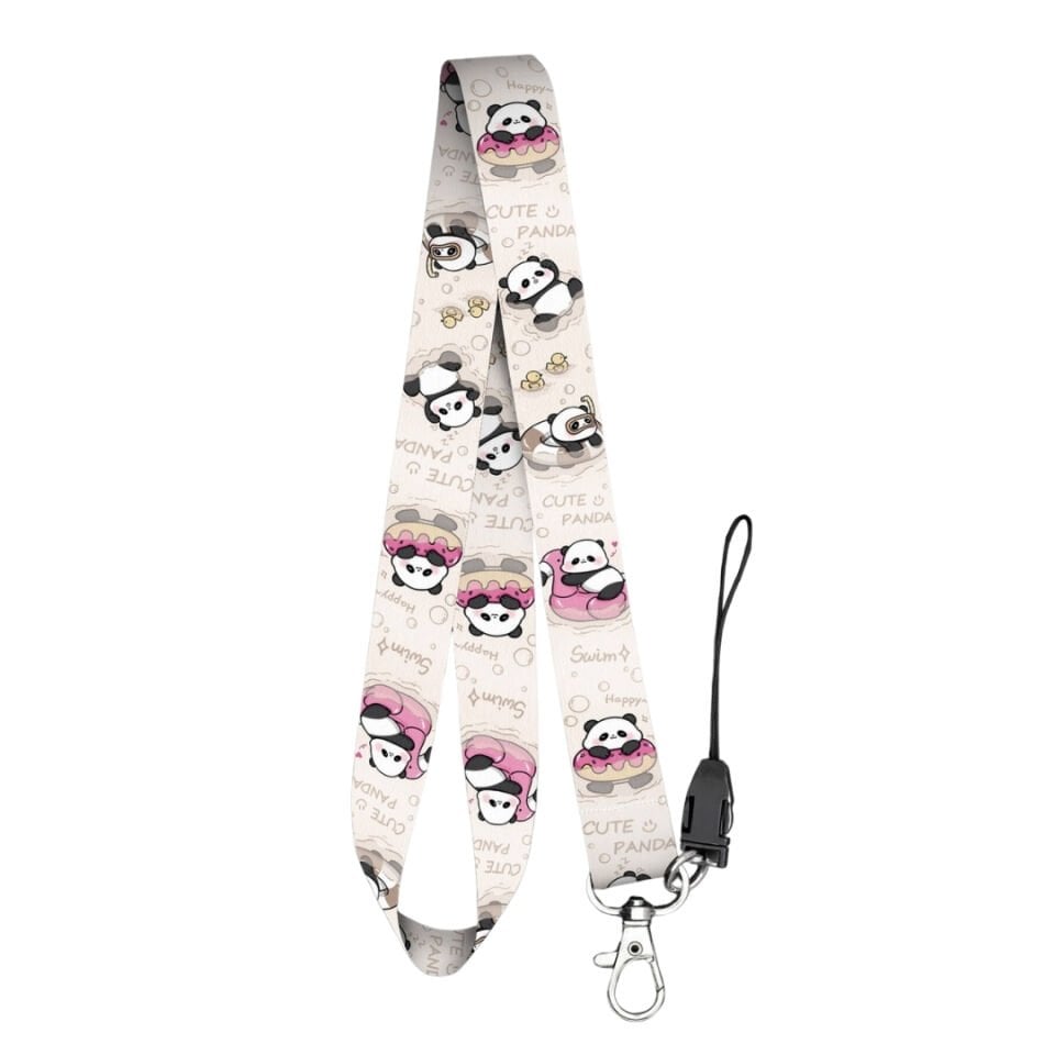 Tatlı Panda Temalı Ekru Boyun Askı İpi (a25)