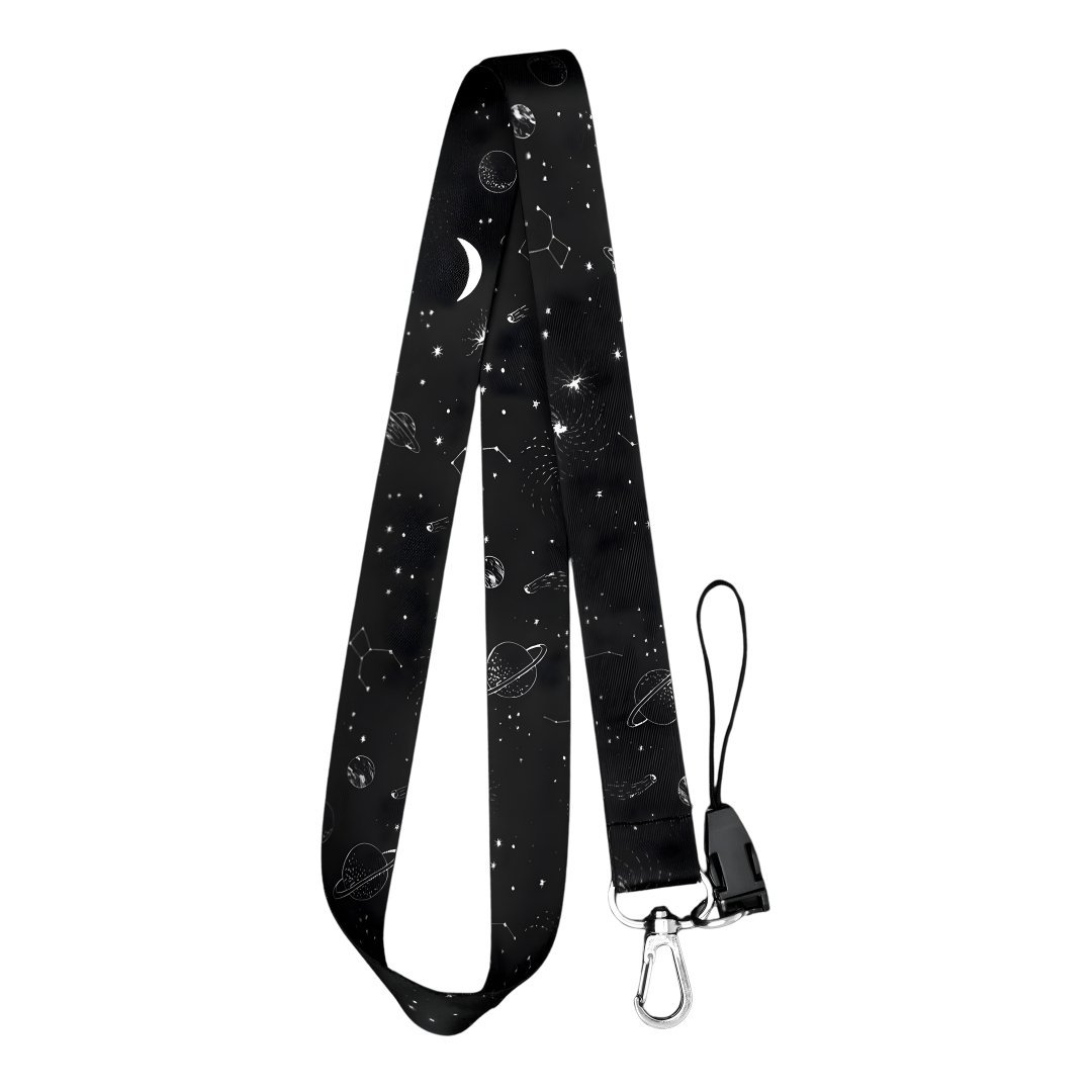Galaksi Temalı Siyah Boyun Askı İpi (a34)