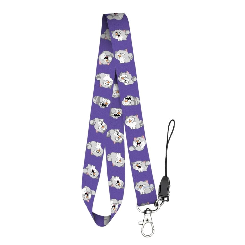 Pofuduk Kedi Temalı Mor Boyun Askı İpi (a42)