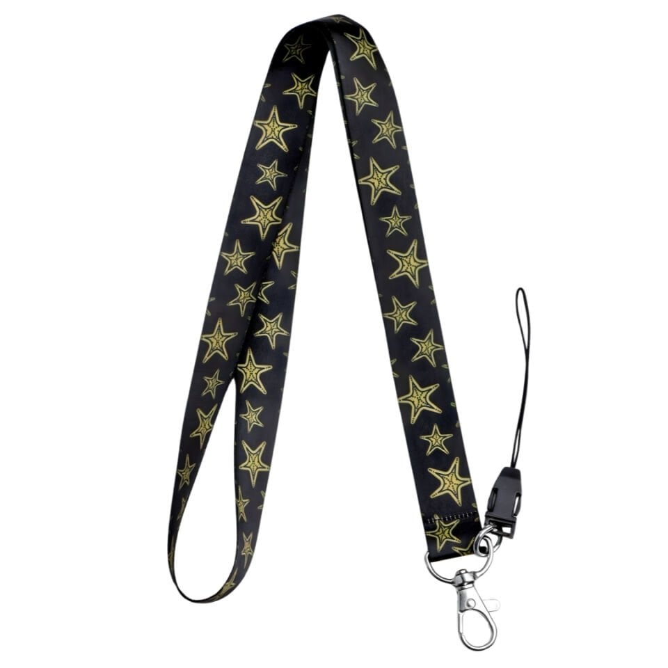Yıldız Temalı Siyah Boyun Askı İpi (a59)