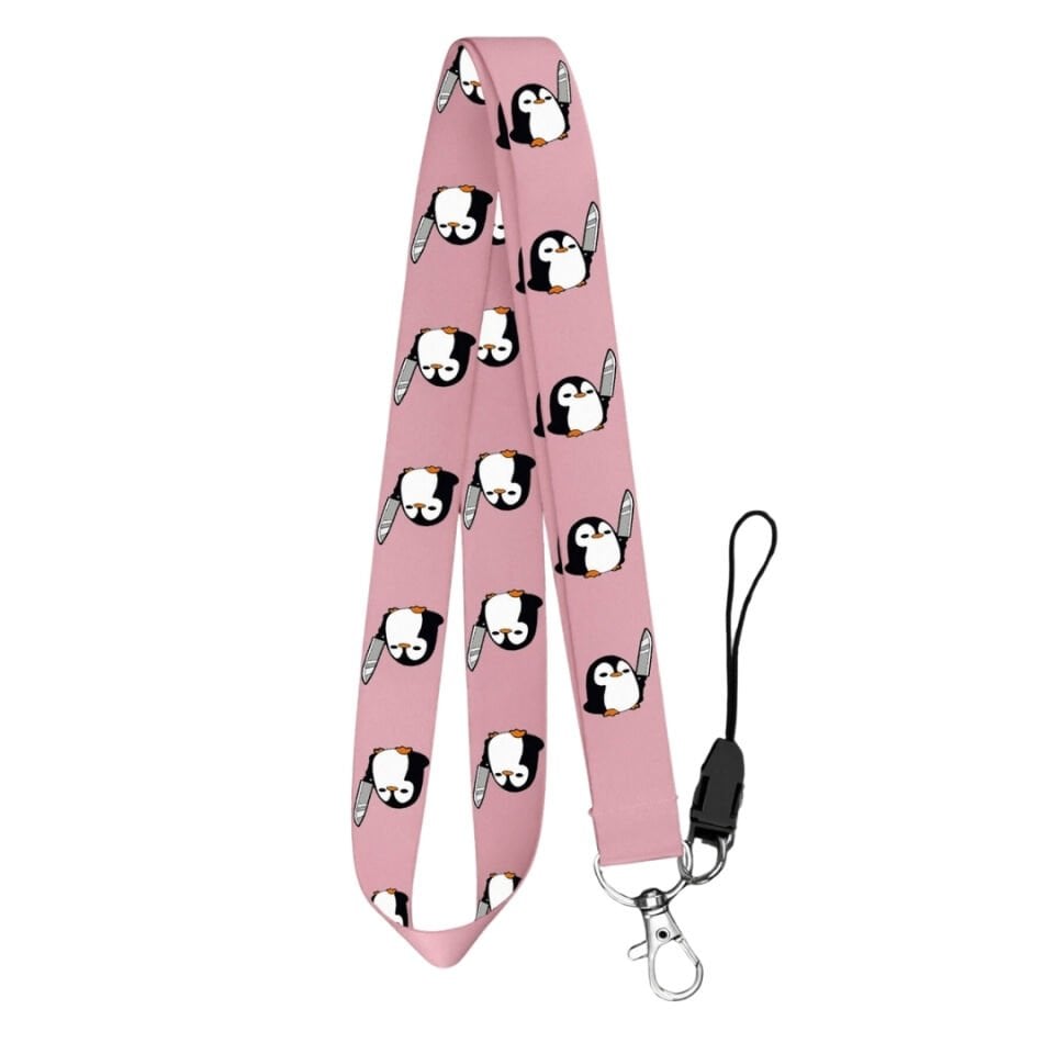 Katil Penguen Temalı Pembe Boyun Askı İpi (a73)