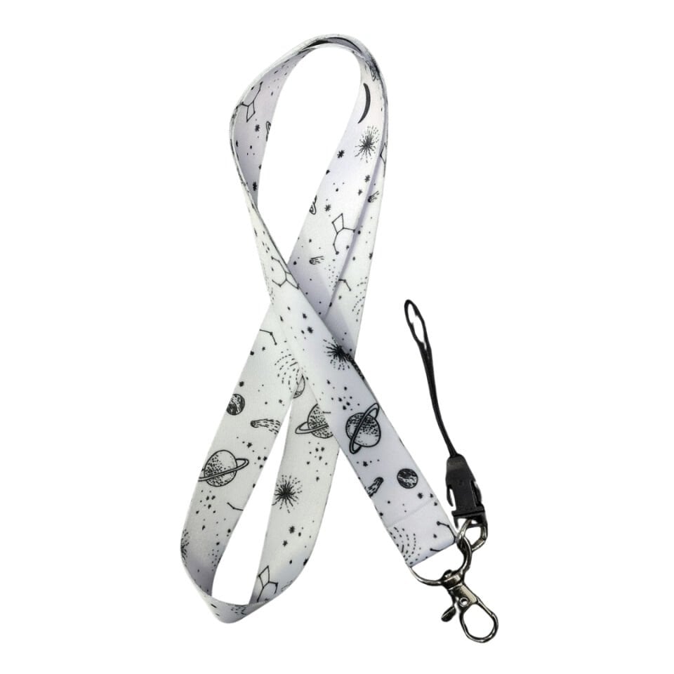 Galaksi Temalı Beyaz Boyun Askı İpi (a75)