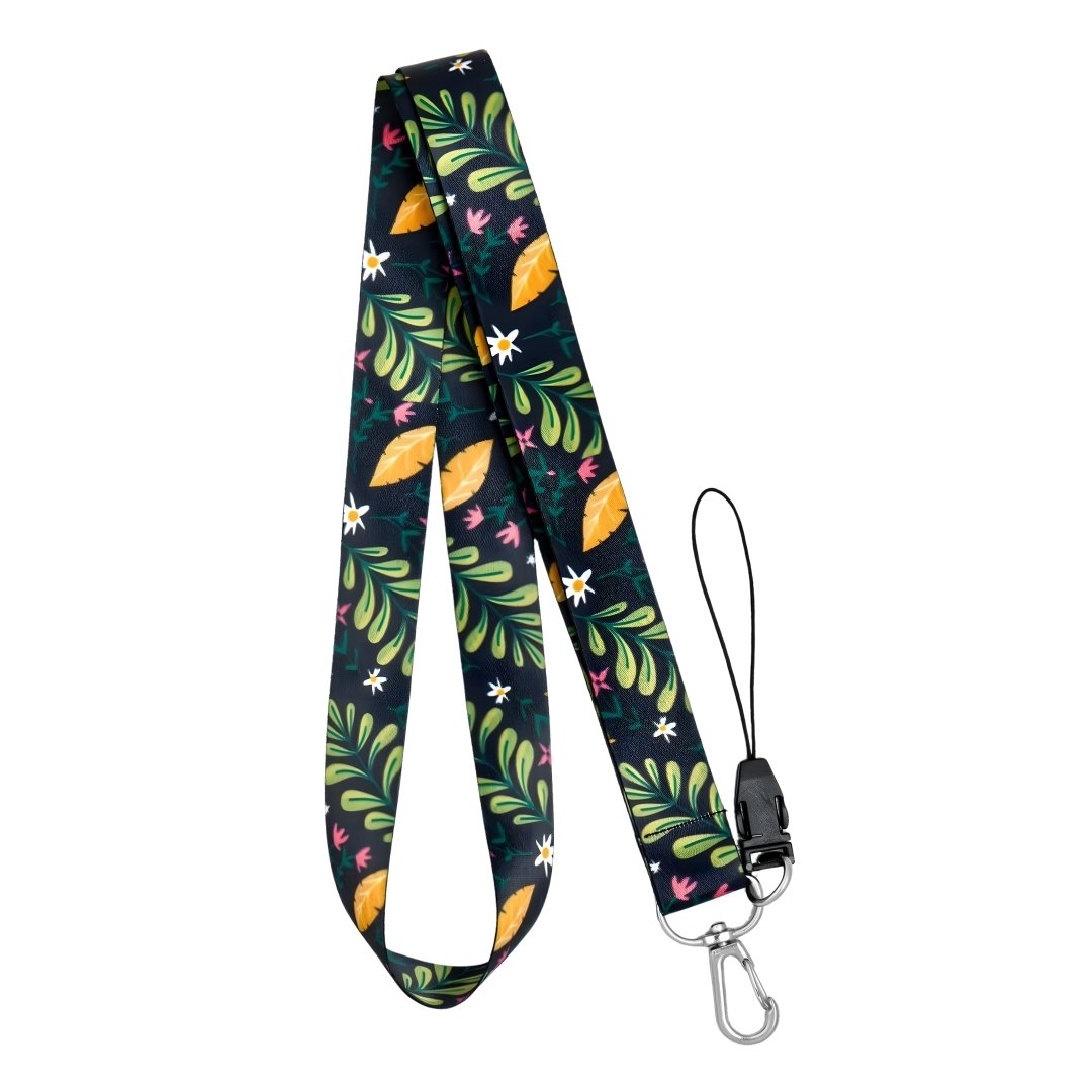 Orman Temalı Siyah Boyun Askı İpi (a97)