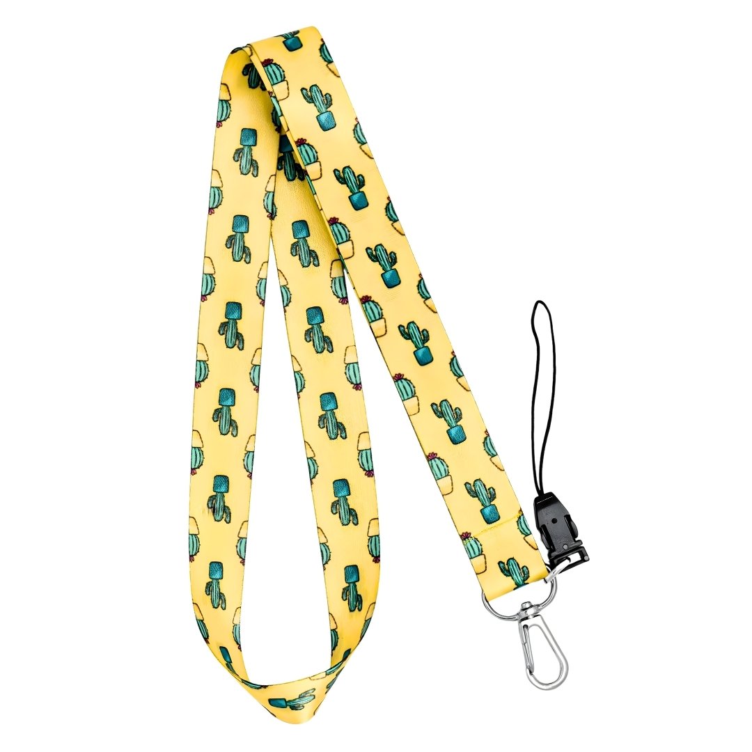 Mini Kaktüs Temalı Sarı Boyun Askı İpi (a103)