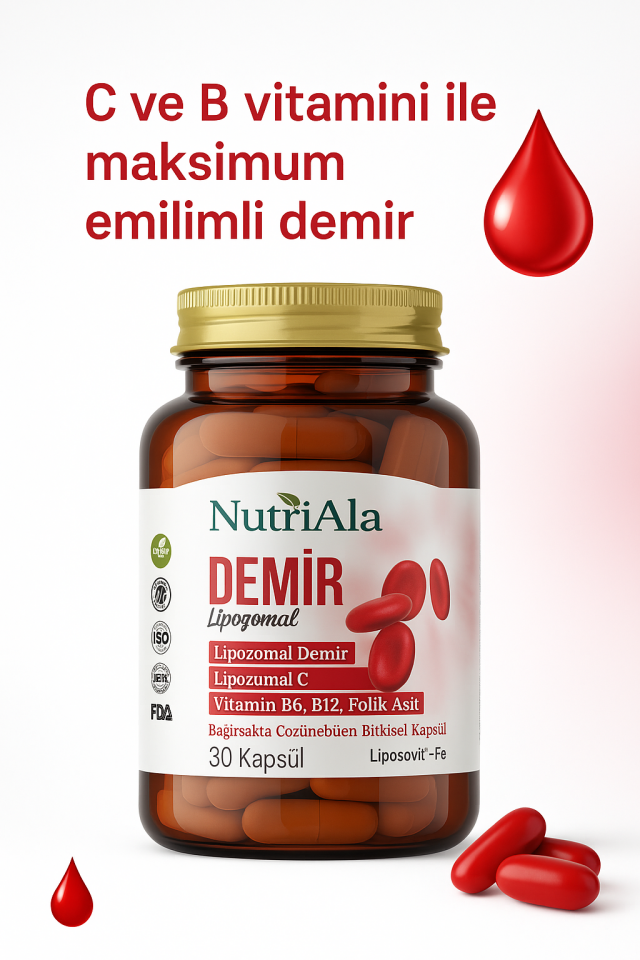 Nutriala Lipozomal Demir 30 Bitkisel Kapsül