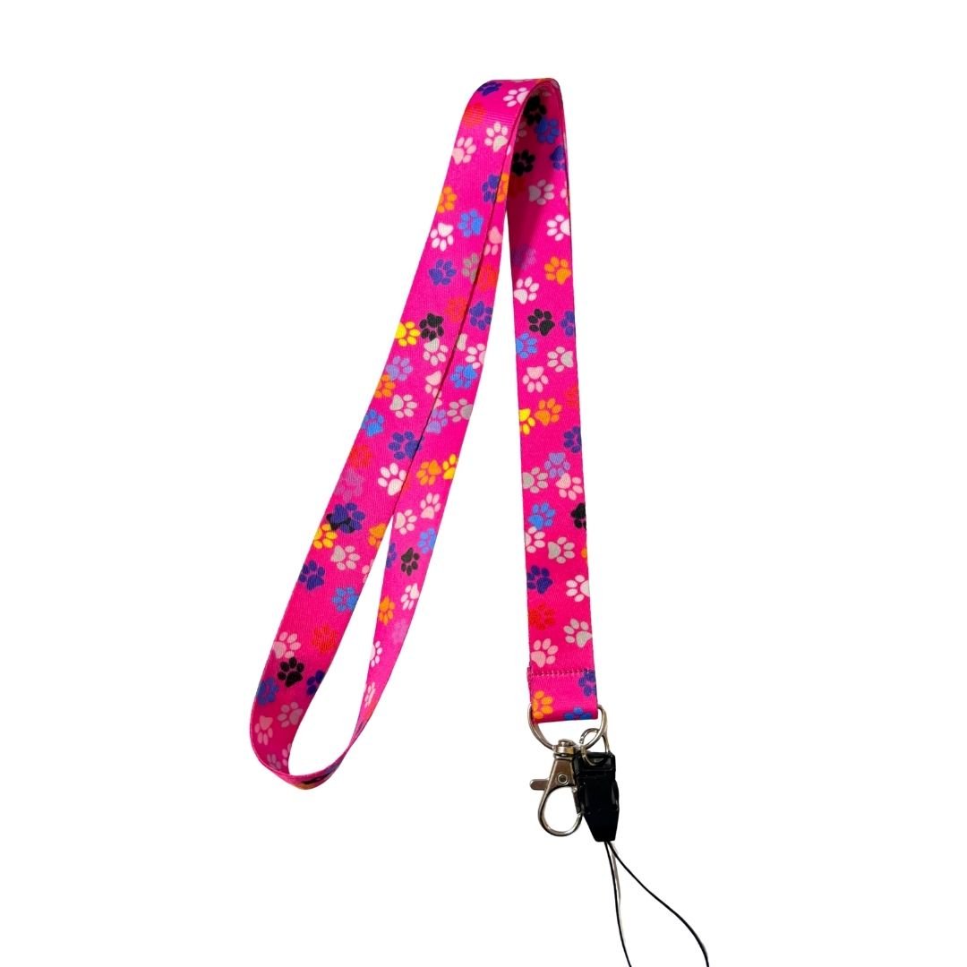 Pembe Zeminde Renkli Patiler Boyun Askı İpi (b9)