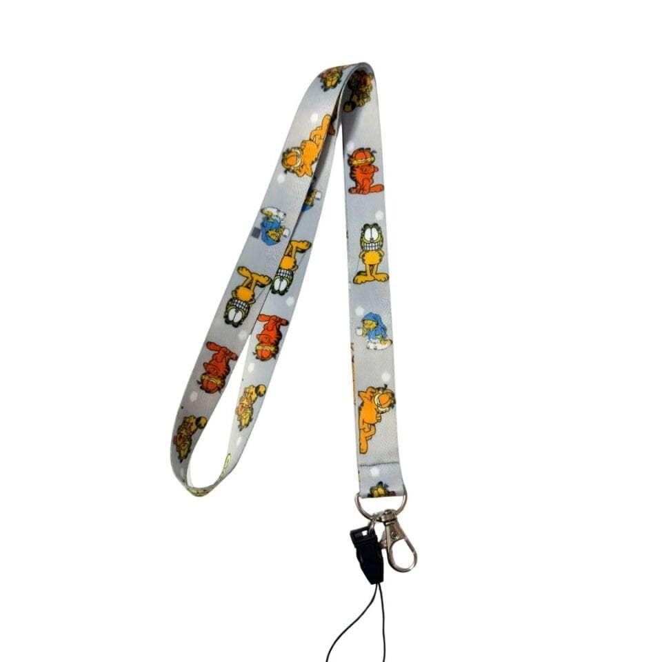 Gri Zeminde Garfield Temalı Boyun Askı İpi (b28)