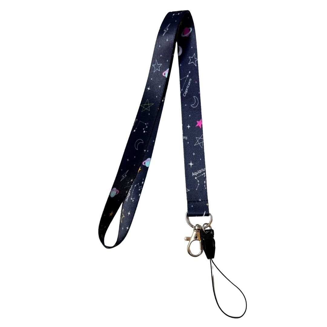 Lacivert Zeminde Yıldızlar Boyun Askı İpi (b31)