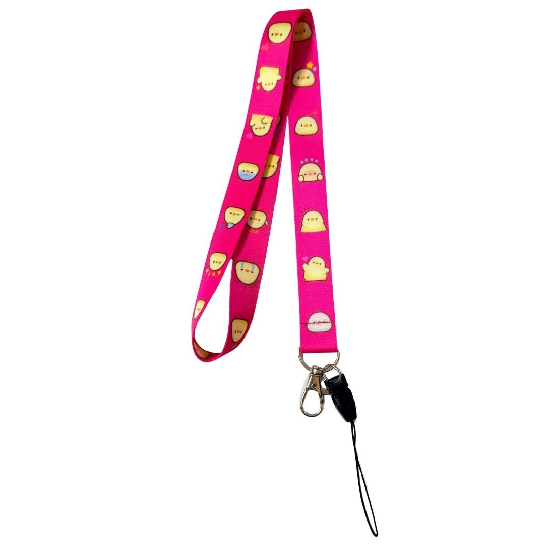 Pembe Zeminde Tatlı Civcivler Boyun Askı İpi (b37)