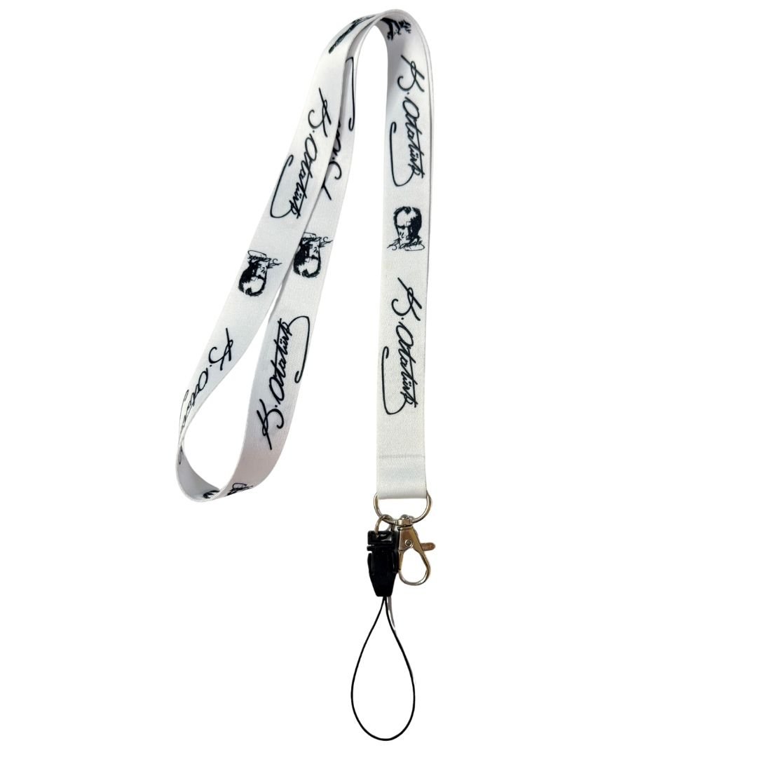 Beyaz Zeminde K. Atatürk İmzalı Boyun Askı İpi (b40)