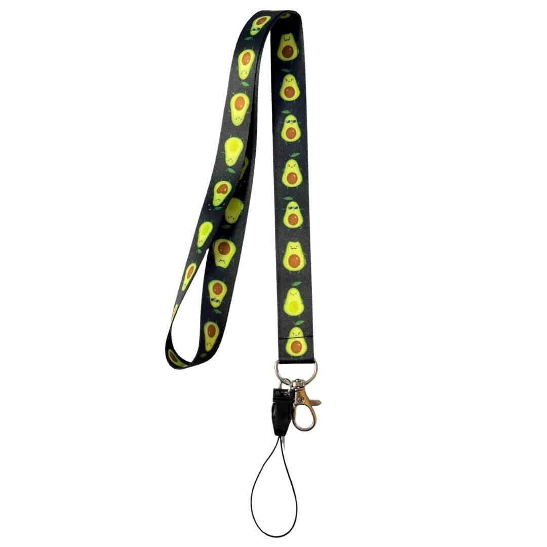 Avakado Temalı Siyah Boyun Askı İpi (b41)